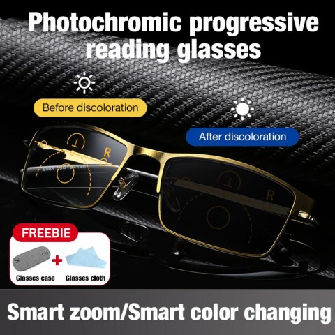 Photochromic progressive reading glasses