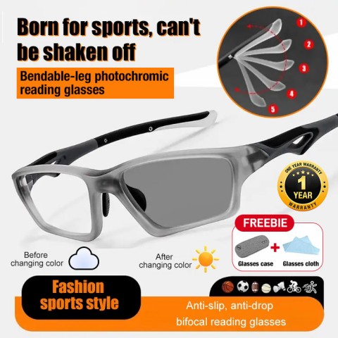 Bendable-leg photochromic reading glasses