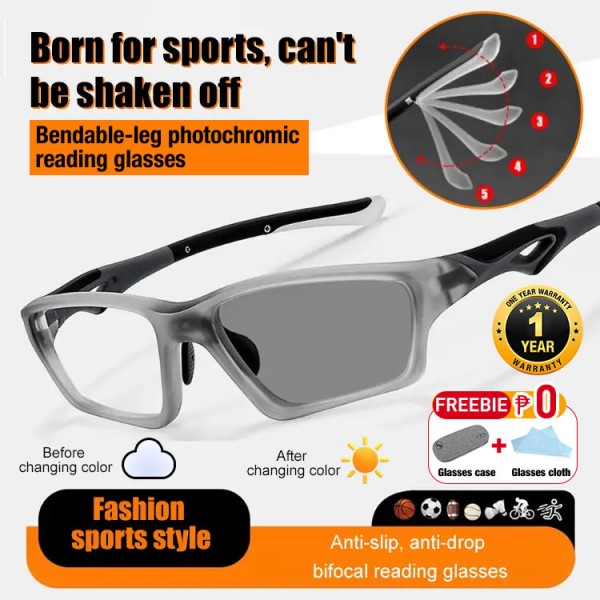 Bendable-leg photochromic reading glasses