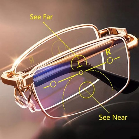 Progressive folding reading glasses