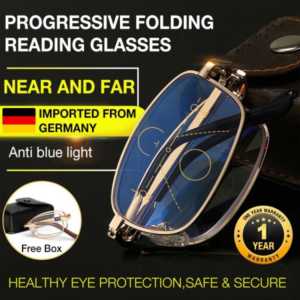 Progressive folding reading glasses