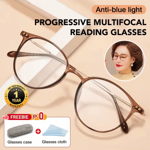 Anti-blue light progressive multifocal reading glasses