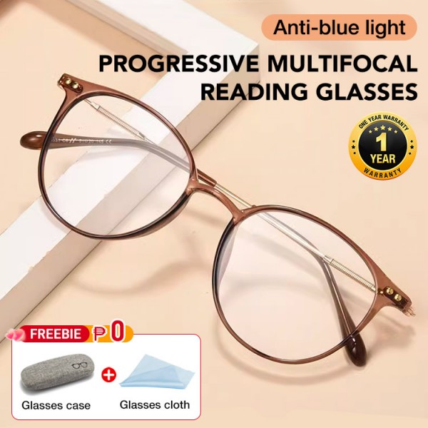 Anti-blue light progressive multifocal reading glasses