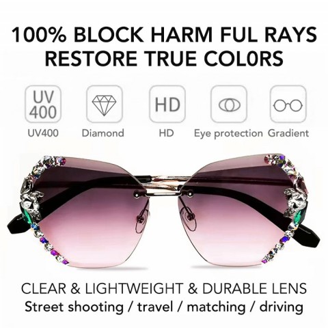 2022 Women Rimless Diamond Sunglasses