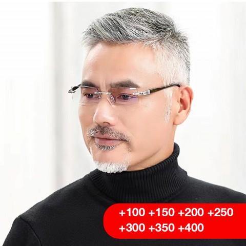 2023 fashionable diamond-cut progressive men reading glasses