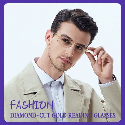 Fashion diamond-cut gold reading glasses