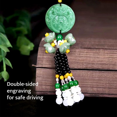 Green Jade Car Pendant Decoration House Door Window Charm Hanging Pendant