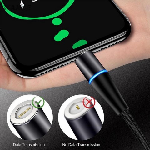 5A Fast Charging Cable 3 in 1 Micro Usb / Type-C Magnetic USB Cable Data Cable with Led Light 