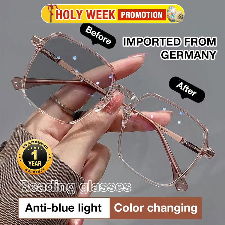 Holy Week Promotion to save 100P - Anti-blue light Photochromic Reading Glasses-Makes you look 10 years younger-Free glasses case and glasses cloth