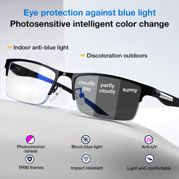 8.8 Super Sale-Photochromic progressive reading glasses-One year warranty-Light-sensing intelligent color change, usable from near and far, protecting your eyes