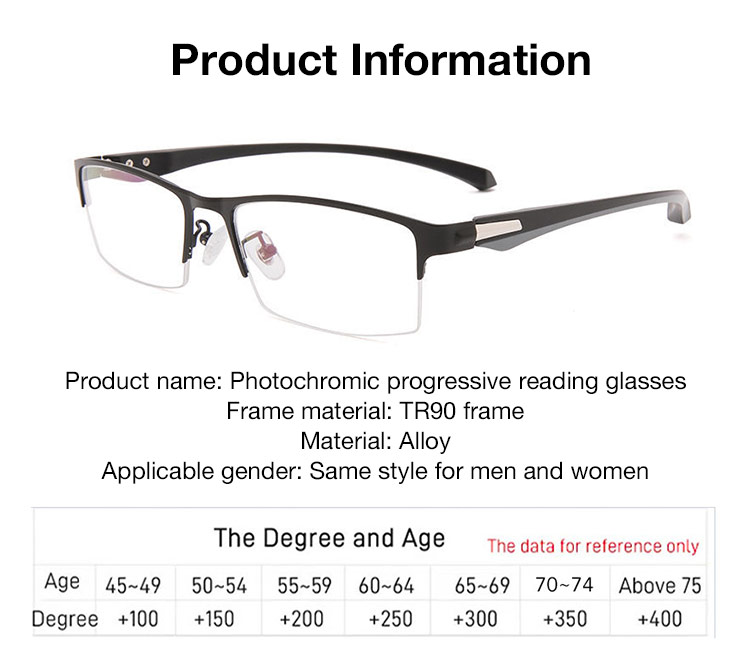 8.8 Super Sale-Photochromic progressive reading glasses-One year warranty-Light-sensing intelligent color change, usable from near and far, protecting your eyes