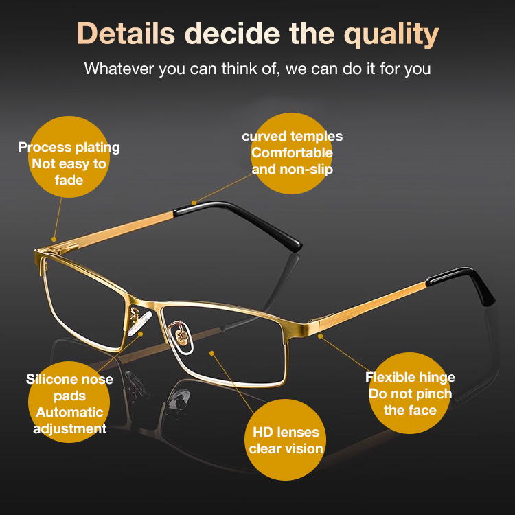 Bronze gold frame anti-blue light reading glasses